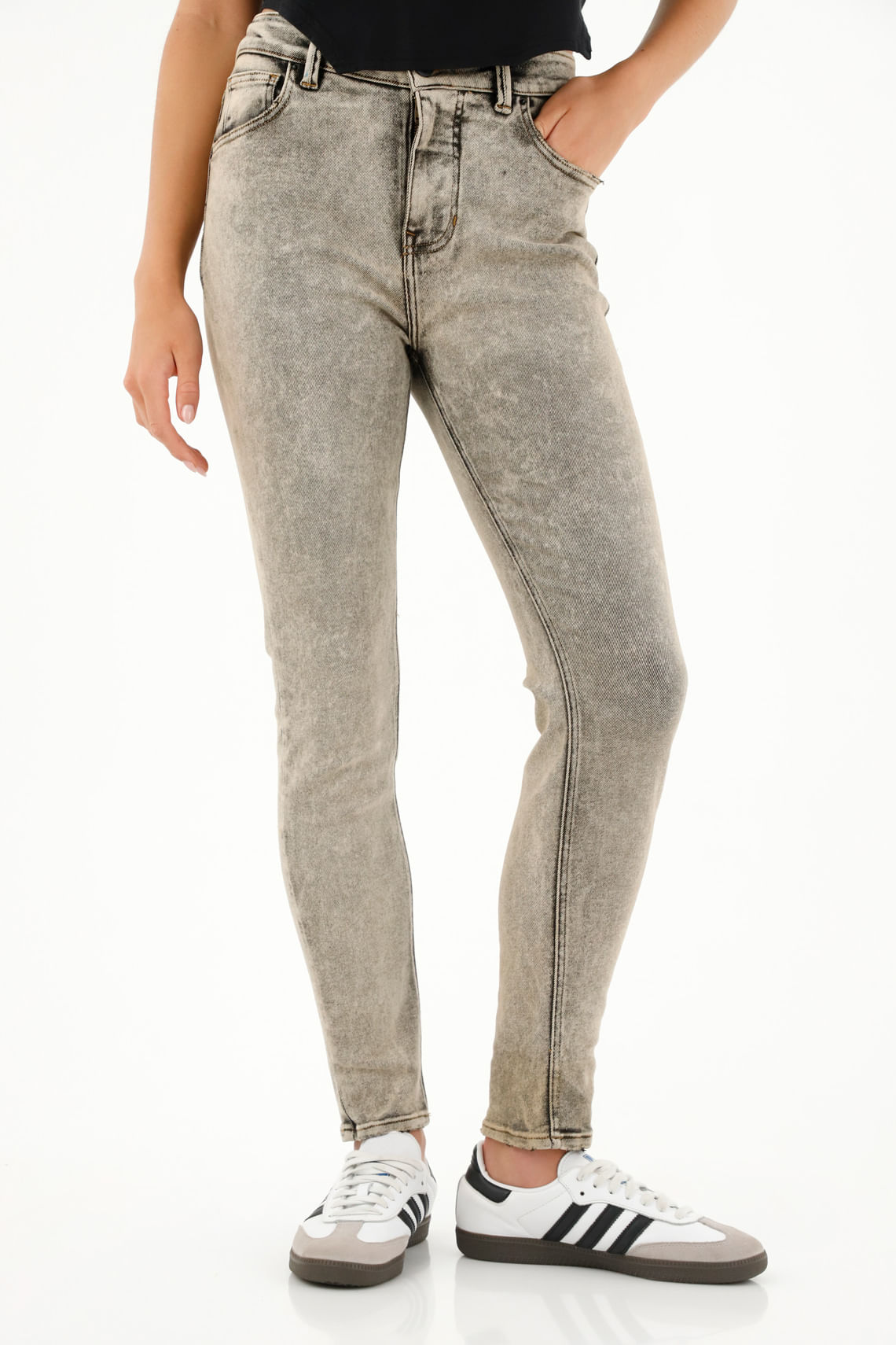 Jean Jegging tiro alto gris para mujer