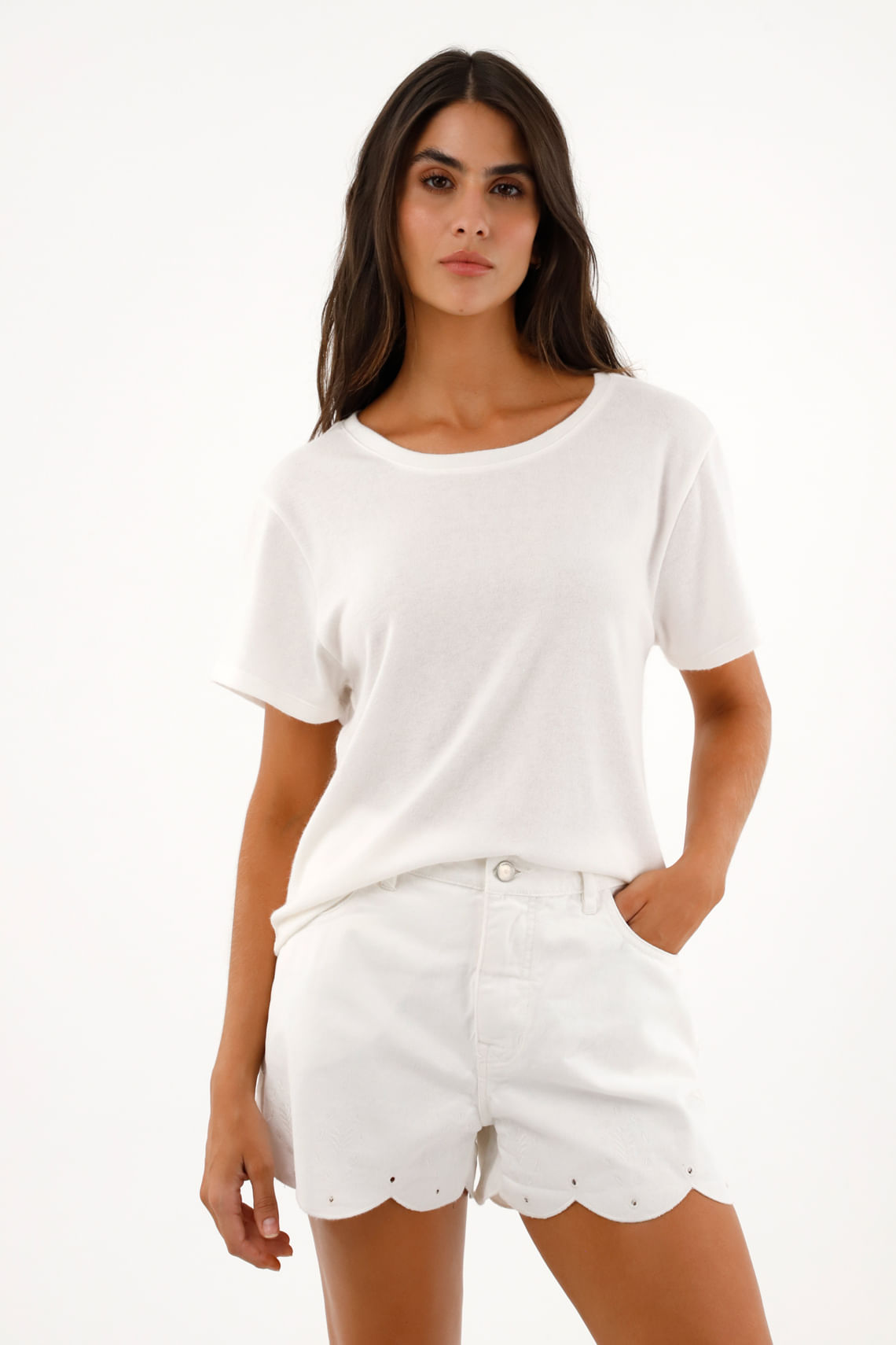 Camiseta blanca de tacto suave para mujer