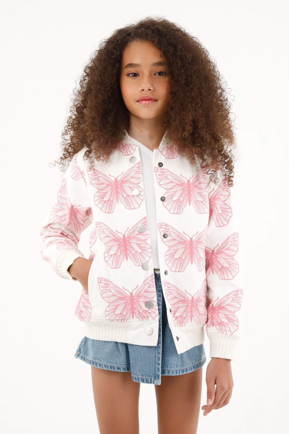 Chaqueta tipo bomber de mariposas para niña