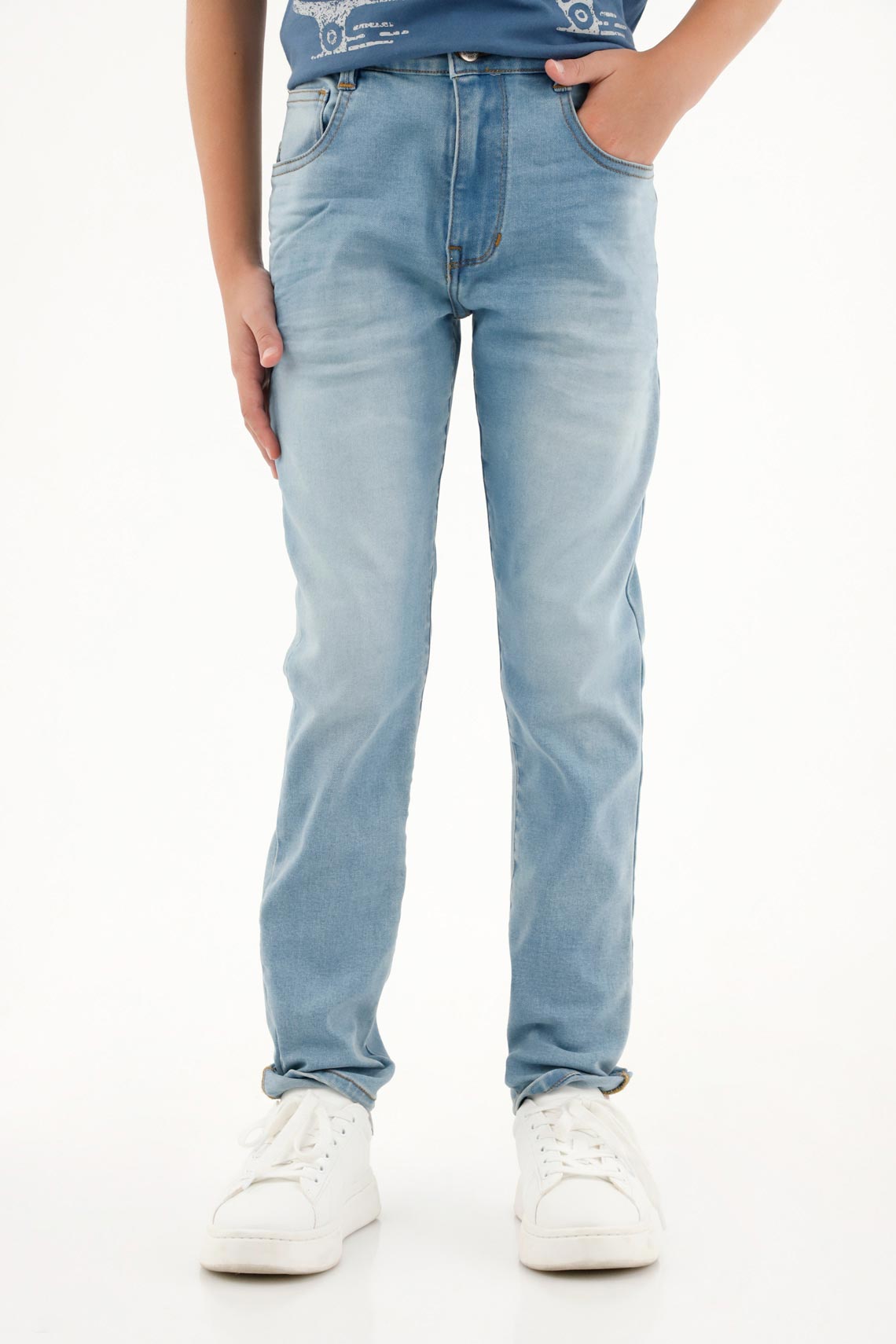 Jean Slim tiro medio azul claro para niño