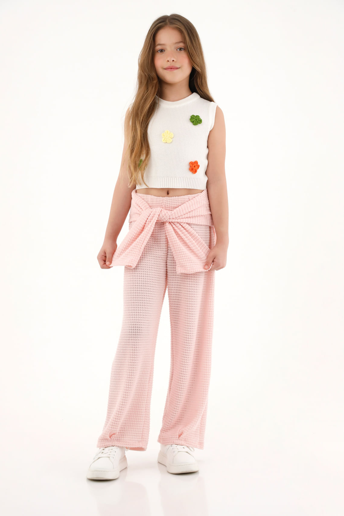 Chaleco tejido crudo para niña