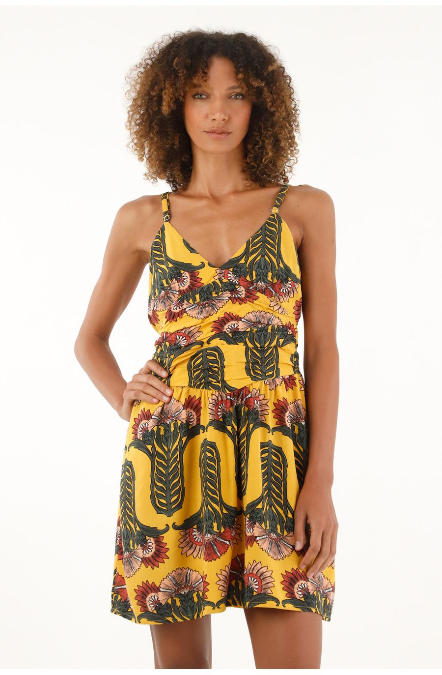 Vestido con estampado de flores corto para mujer