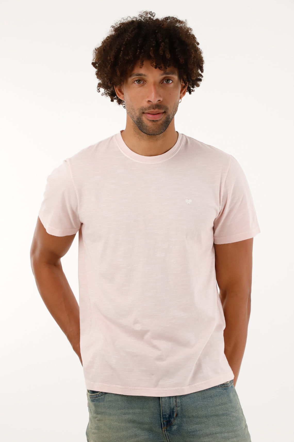 Camiseta manga corta rosada para hombre