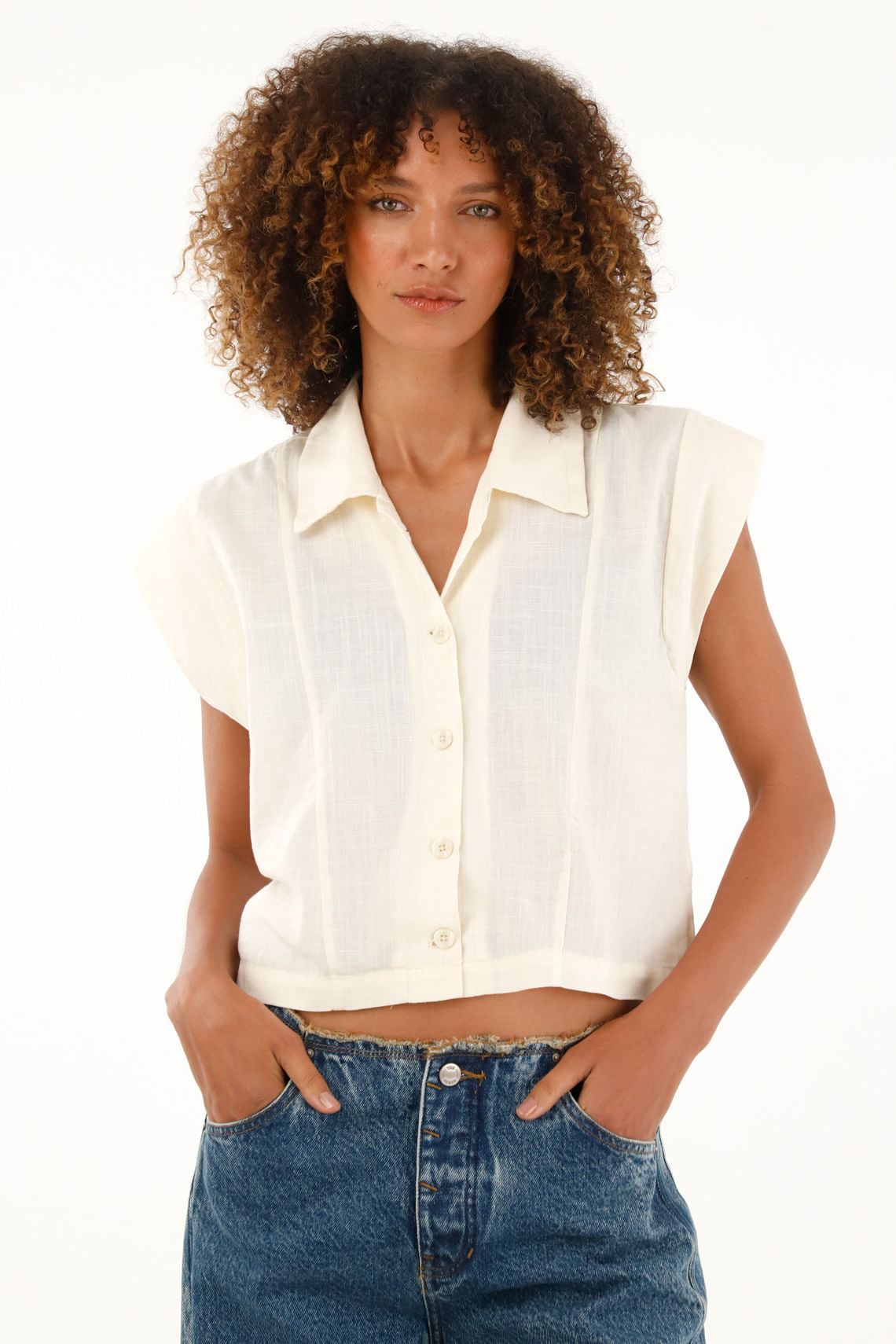 Camisa manga sisa crudo para mujer