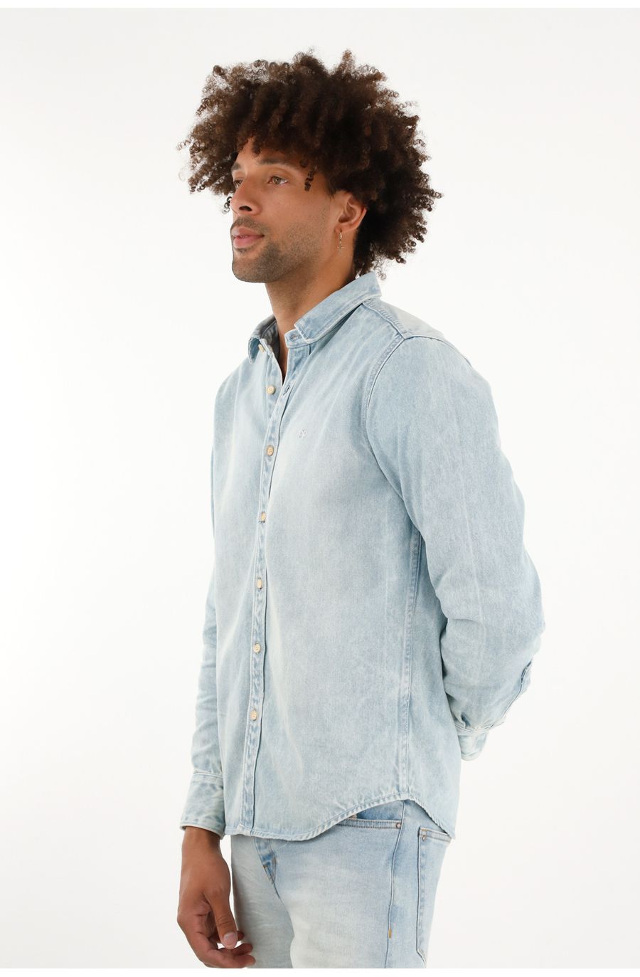 Camisa en denim manga larga para hombre