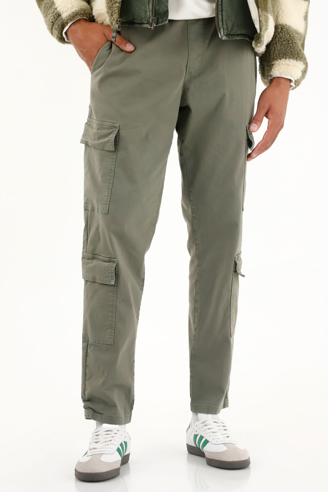 Pantalón jogger en drill verde para hombre