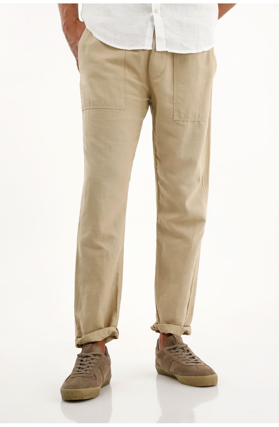 Pantalón jogger café bota recta para hombre