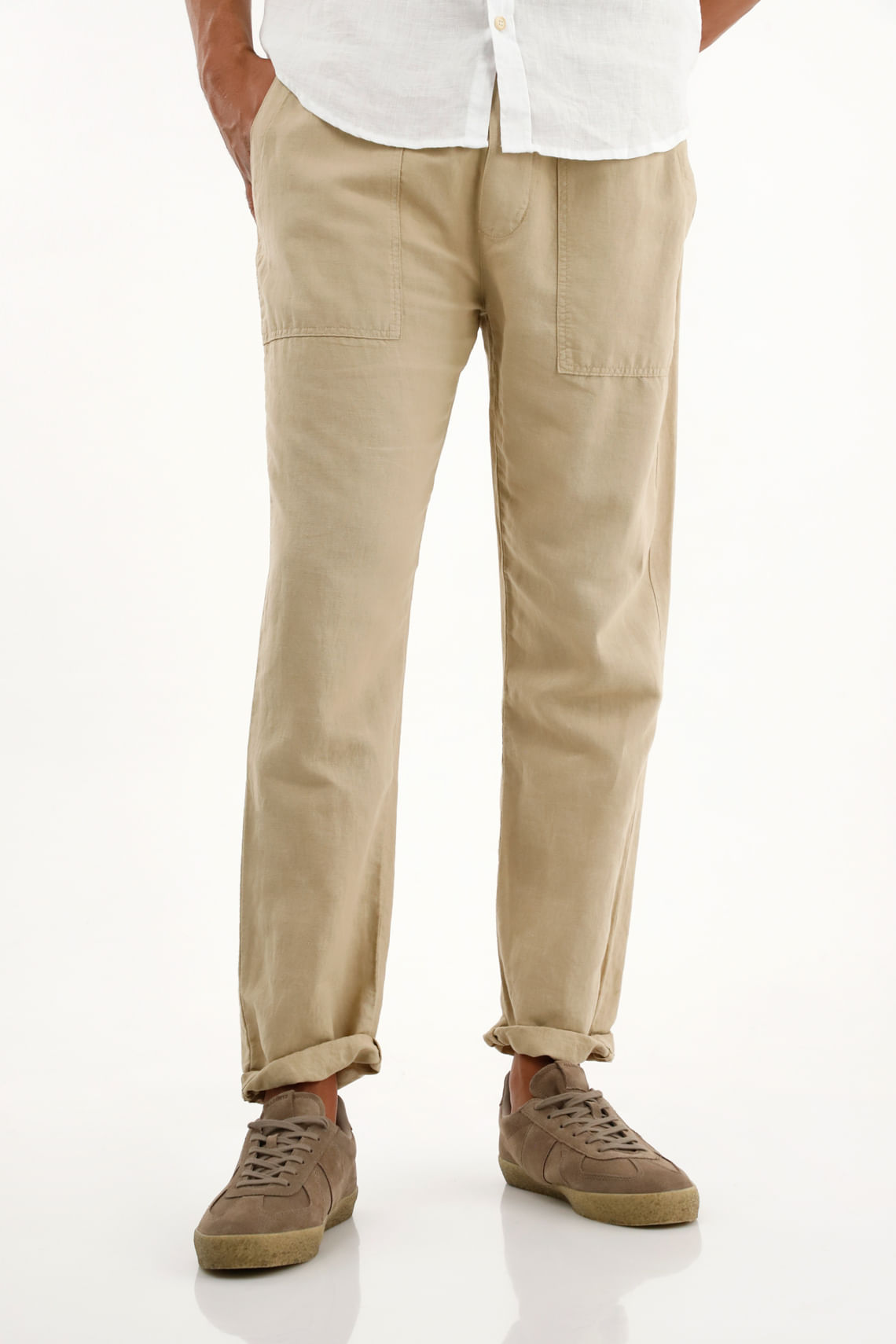 Pantalón jogger café bota recta para hombre