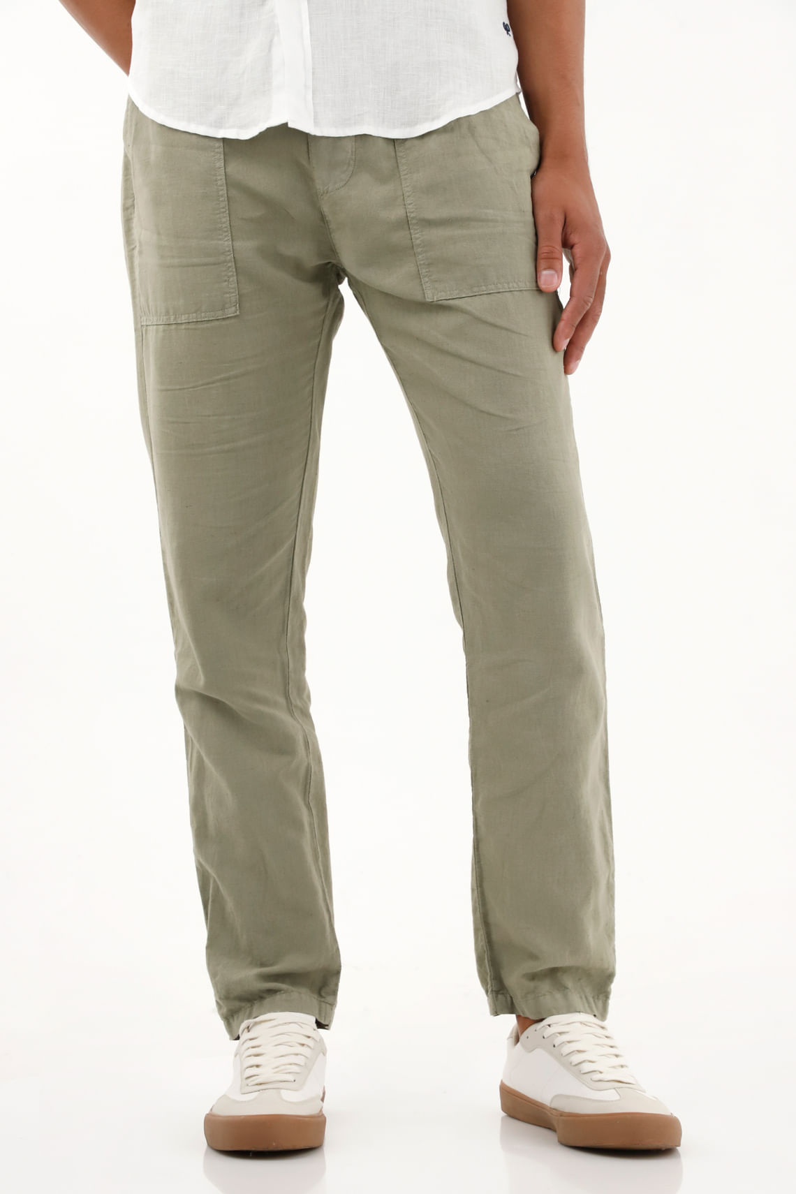 Pantalón jogger verde bota recta para hombre