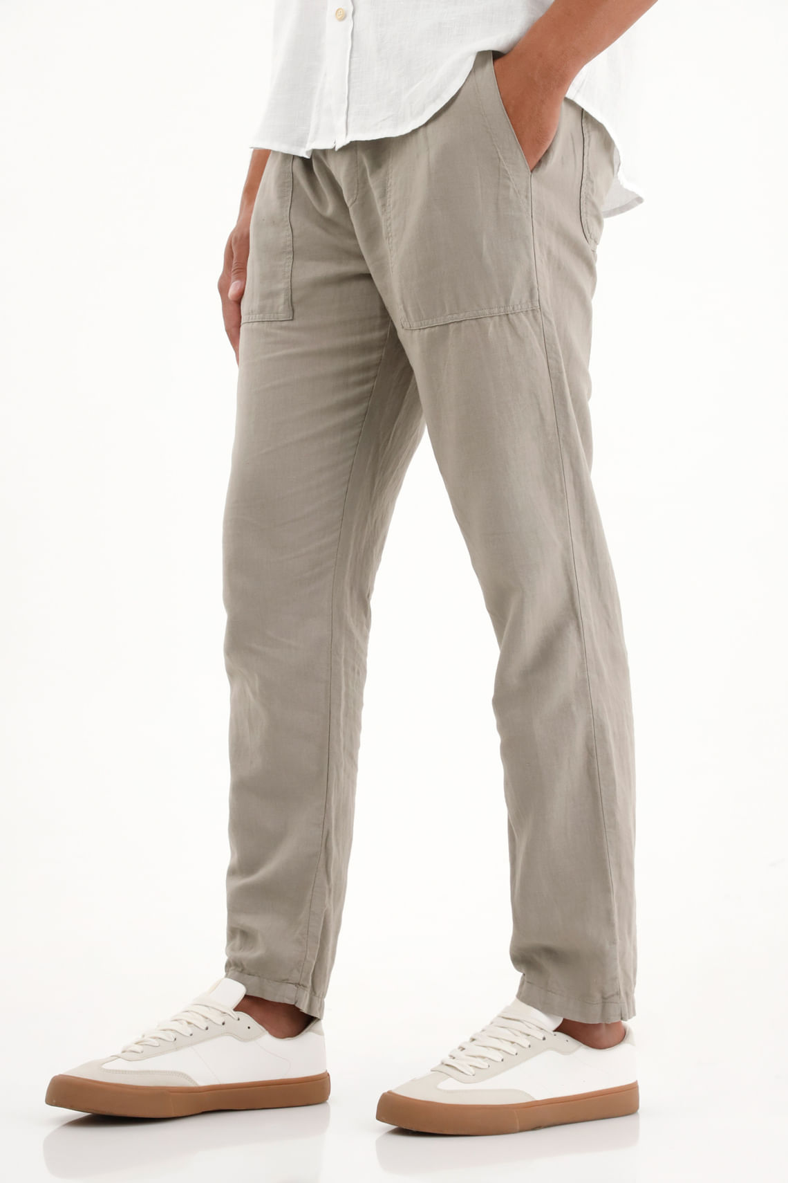 Pantalón jogger gris bota recta para hombre