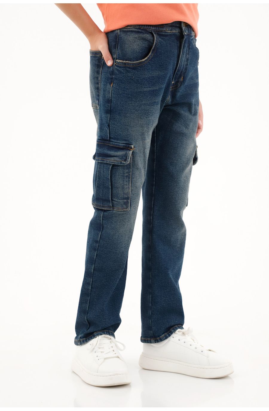 Jean tiro medio tipo cargo para niño