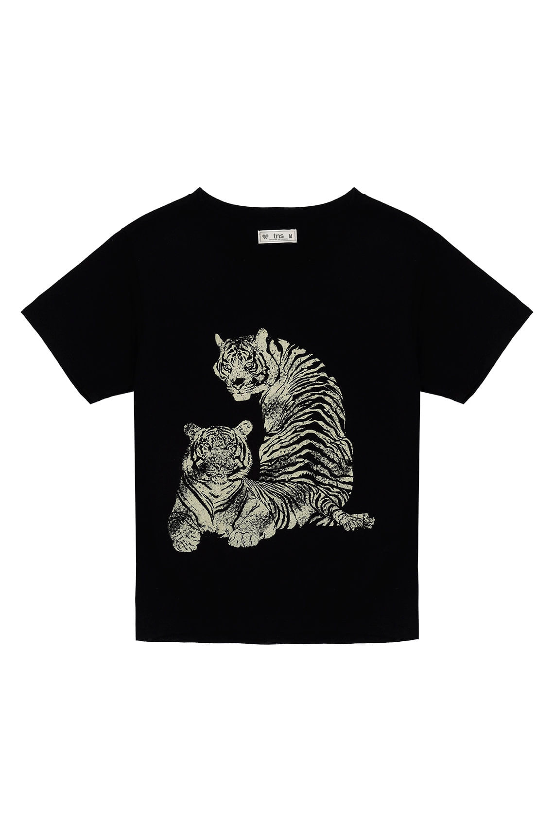 Camiseta negra con estampado para mujer