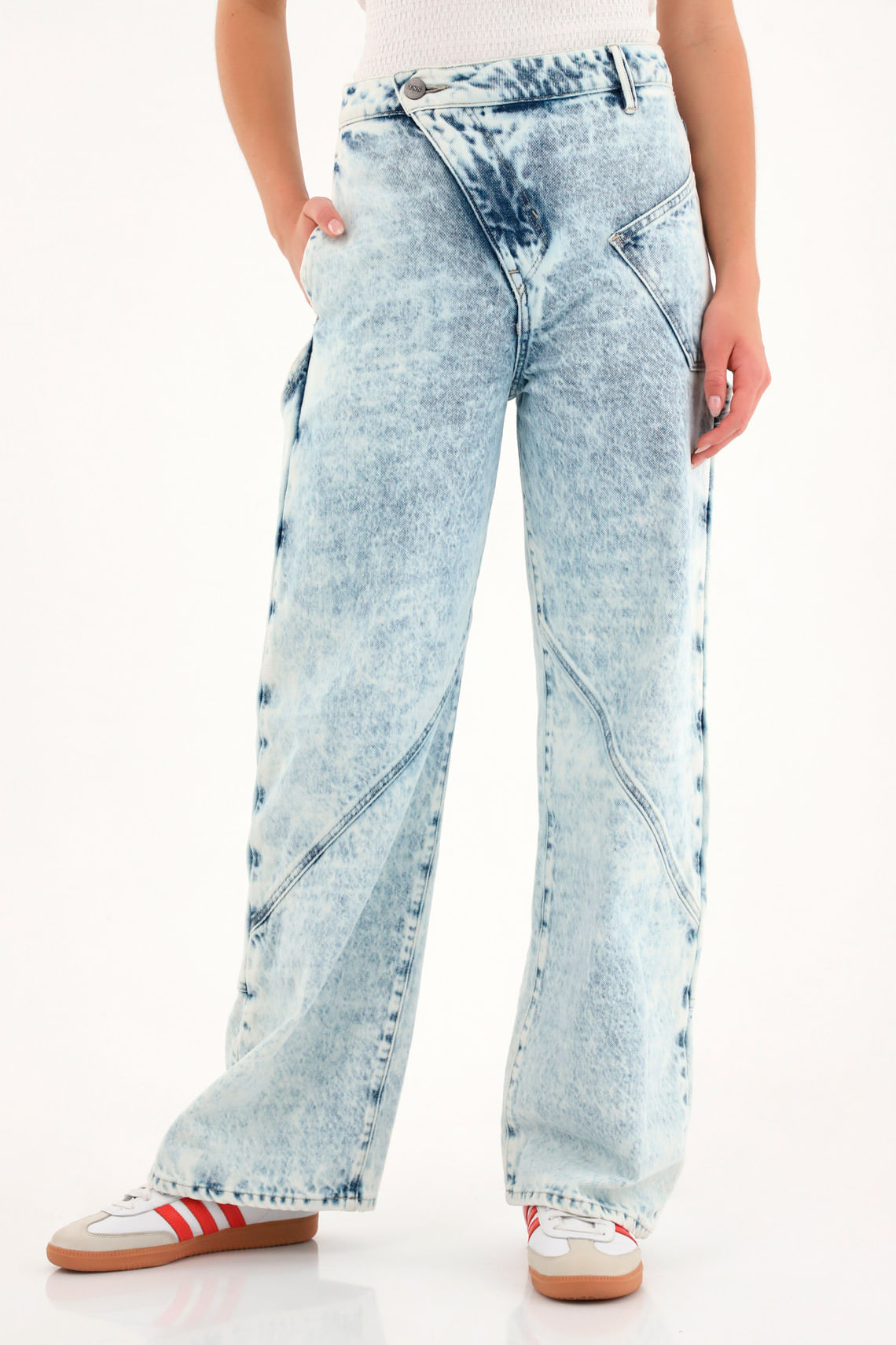 Jean Wide Leg azul tiro alto para mujer