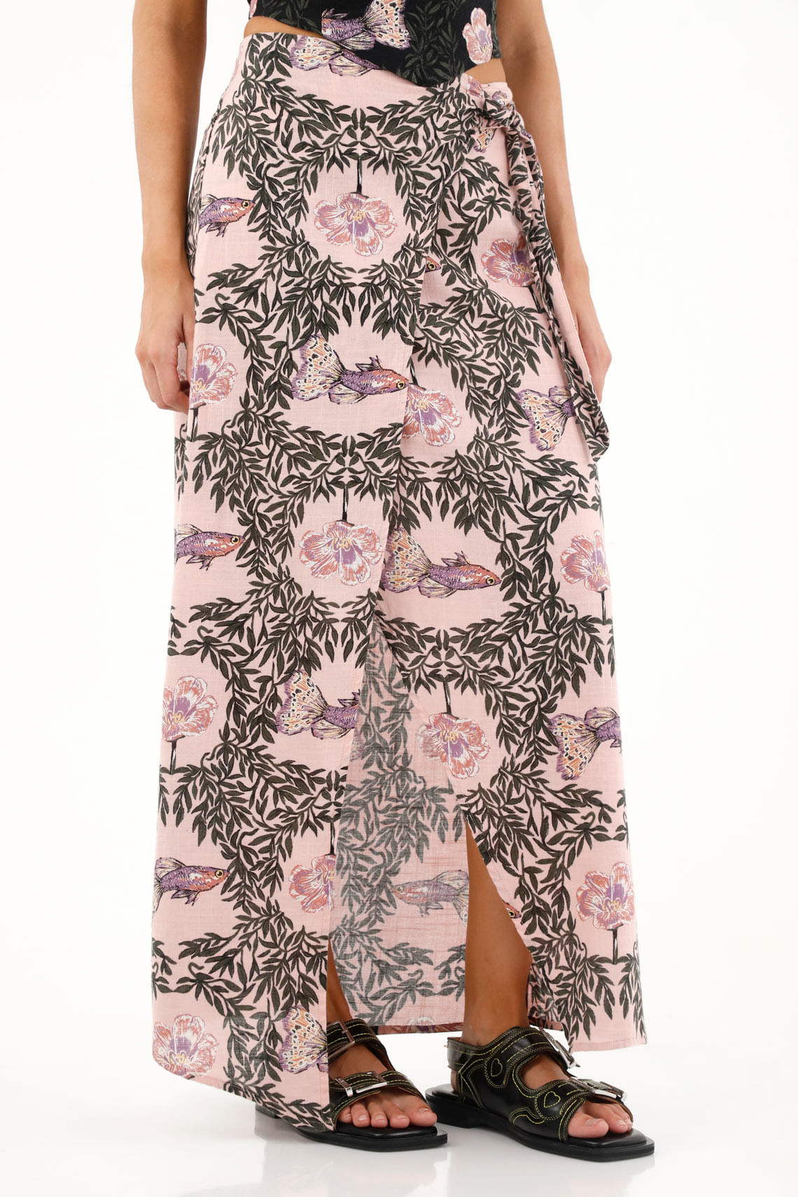 Falda con estampado de peces tipo pareo para mujer