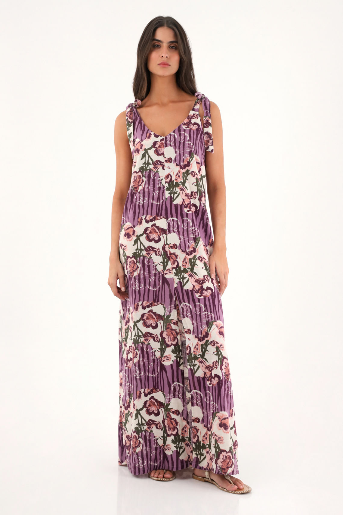 Vestido largo estampado de flores para mujer