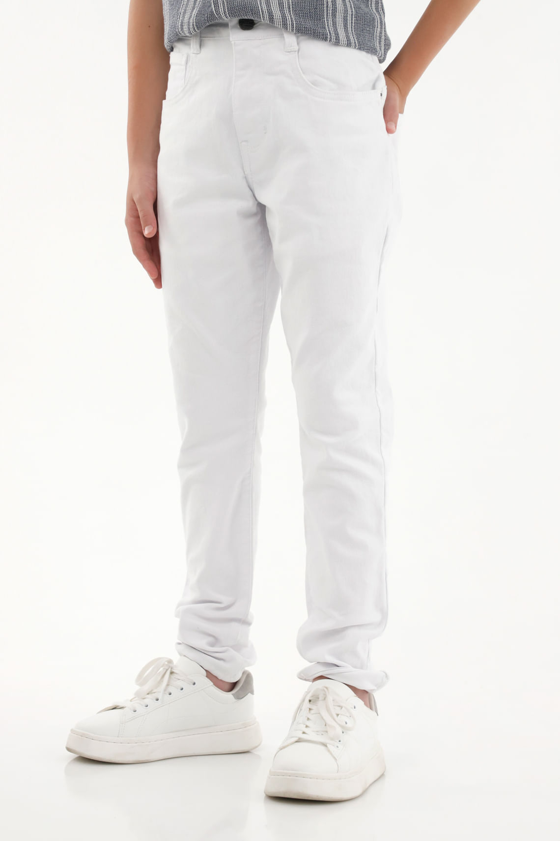 Jean Slim blanco de tiro medio para niño
