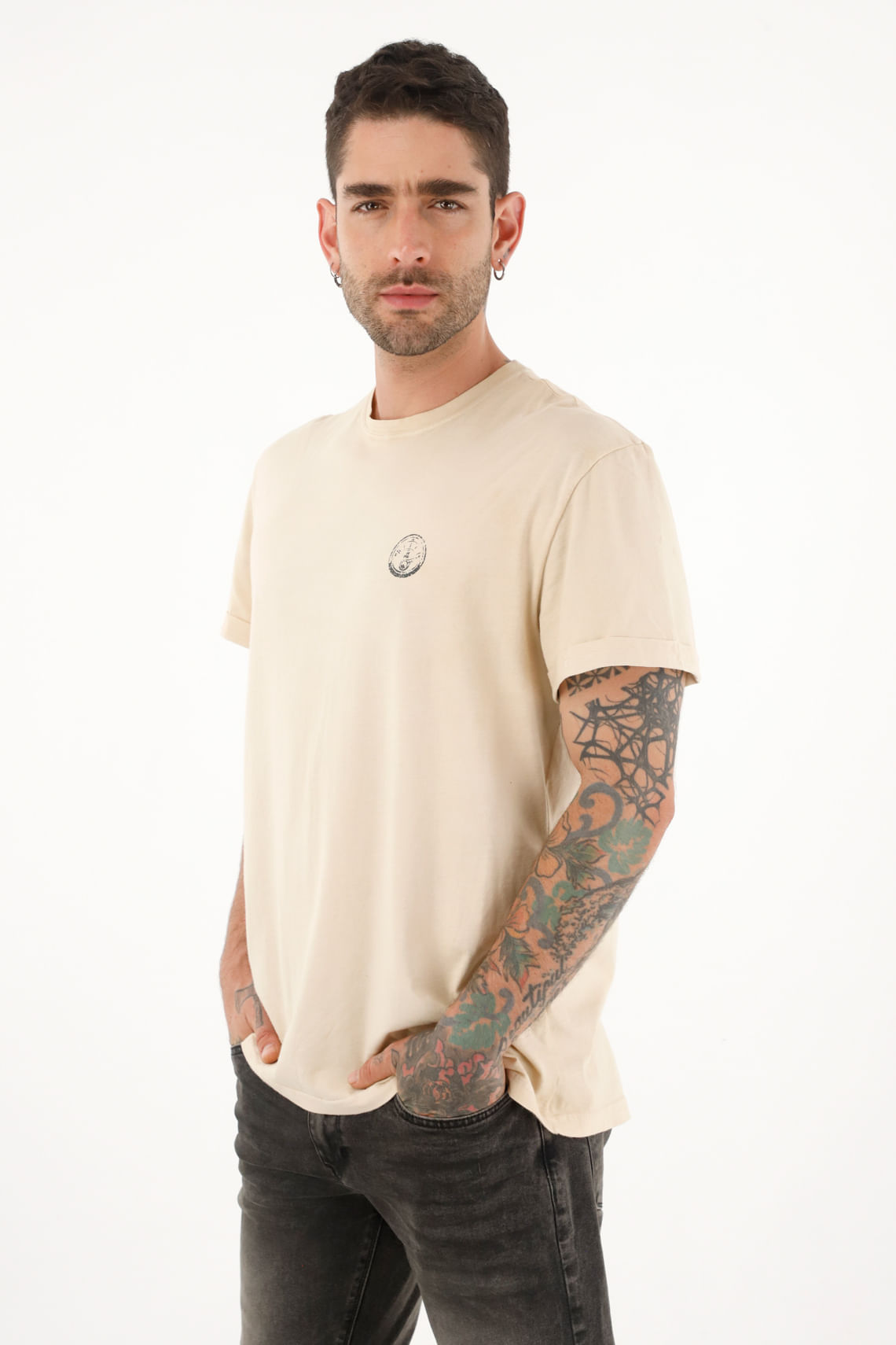 Camiseta crudo con estampado para hombre