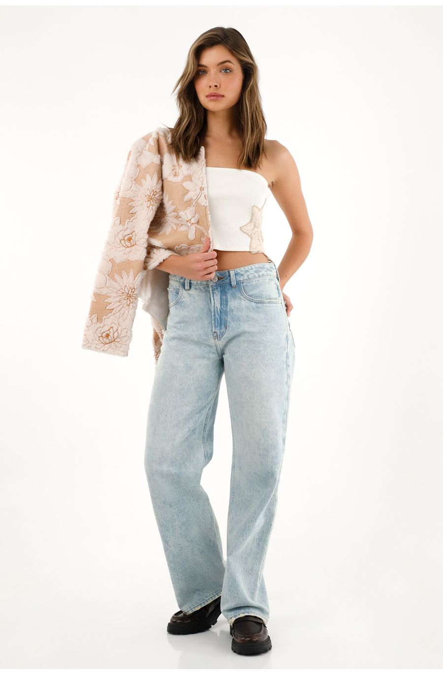 Jean Wide Leg con cortes verticales en posterior para mujer