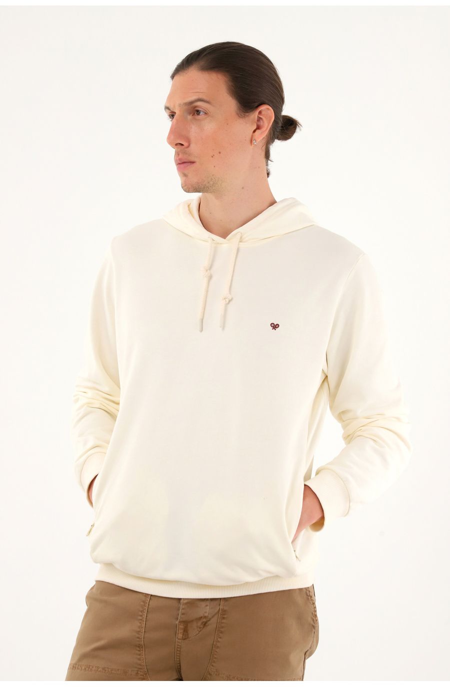 Buzo tipo hoodie crudo con capucha para hombre