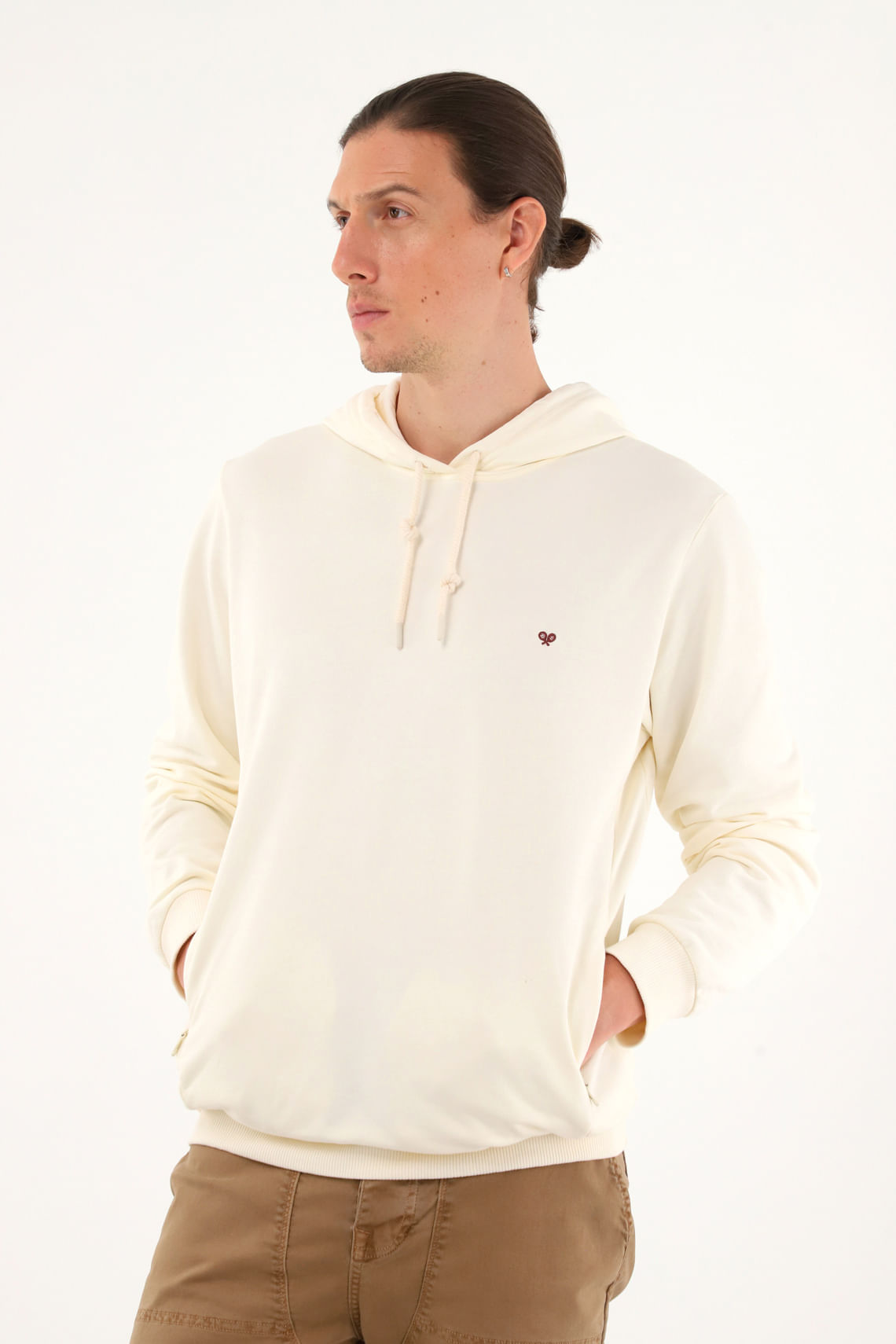Buzo tipo hoodie crudo con capucha para hombre