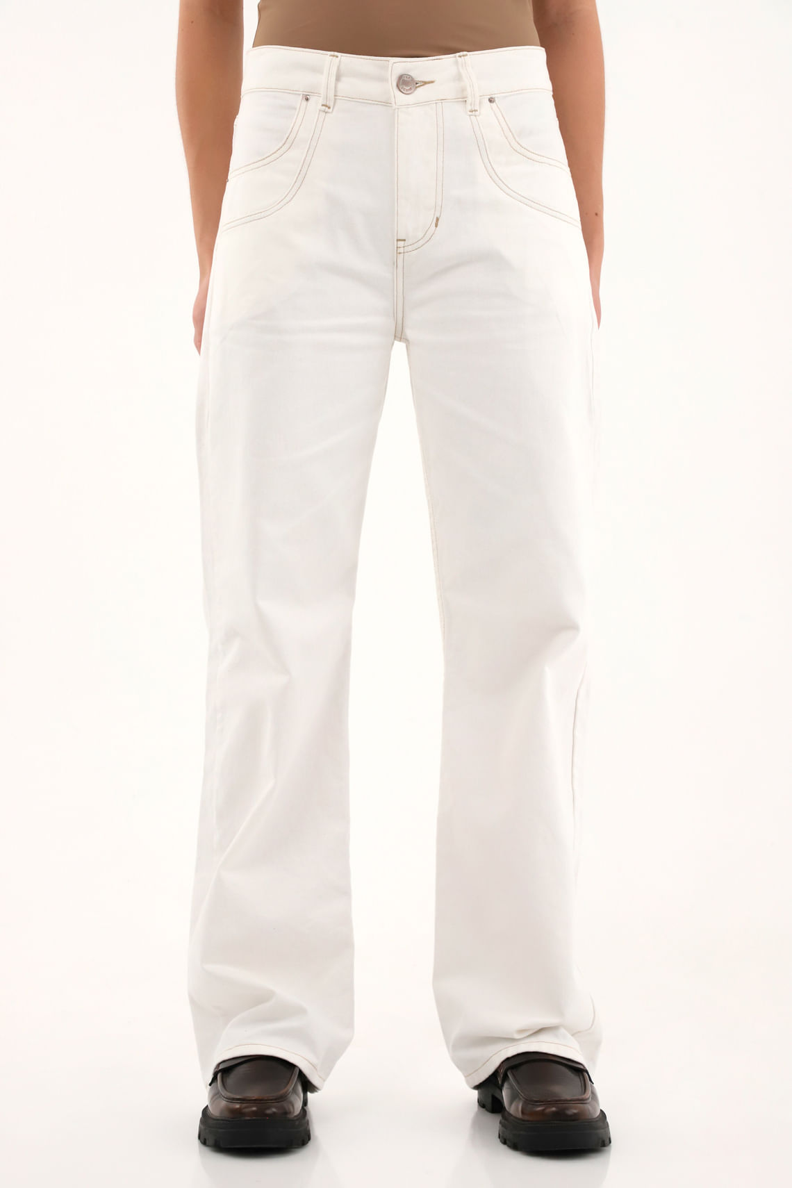 Jean Wide Leg tiro alto crudo para mujer