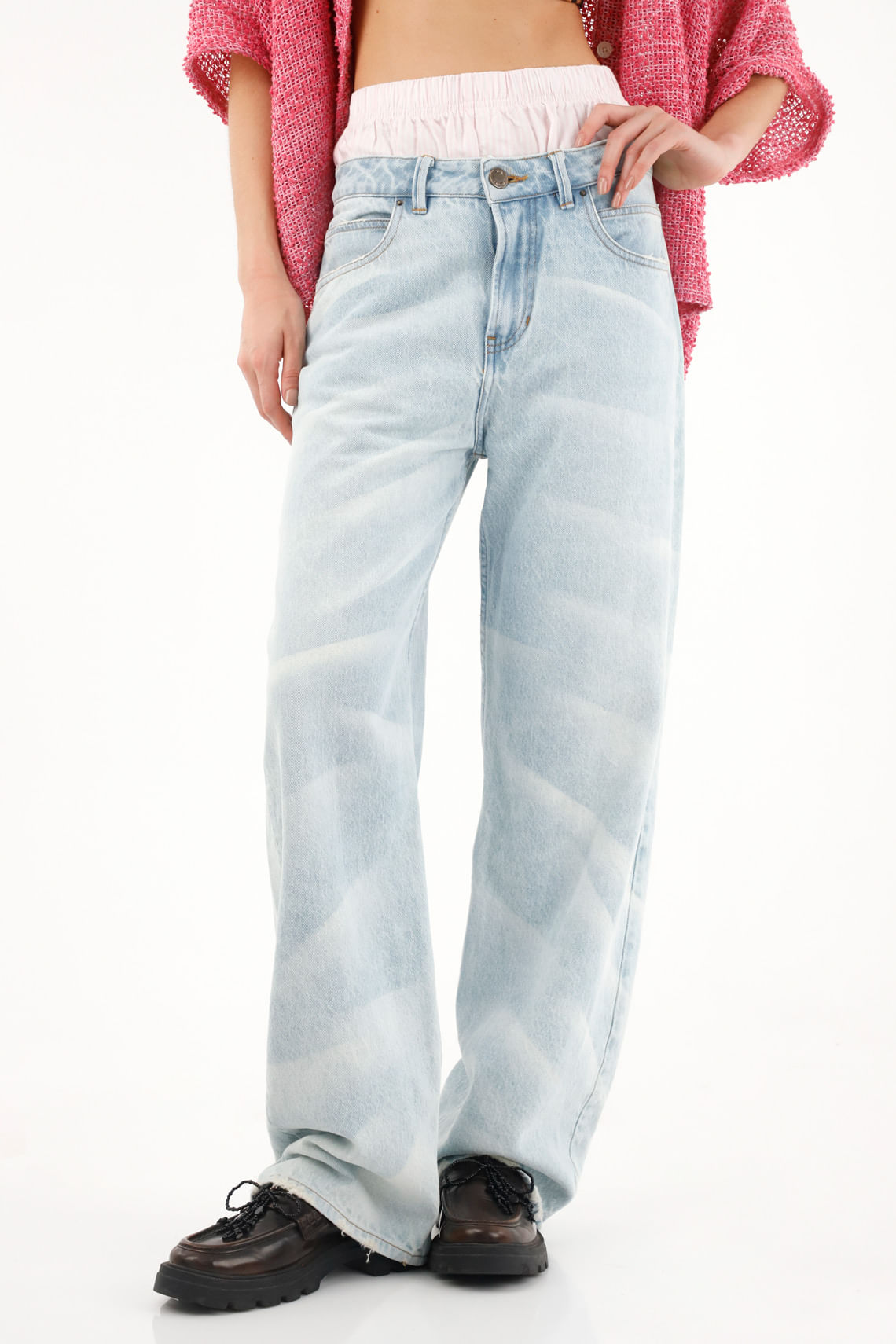 Jean Recto tiro alto con diseño animal print para mujer