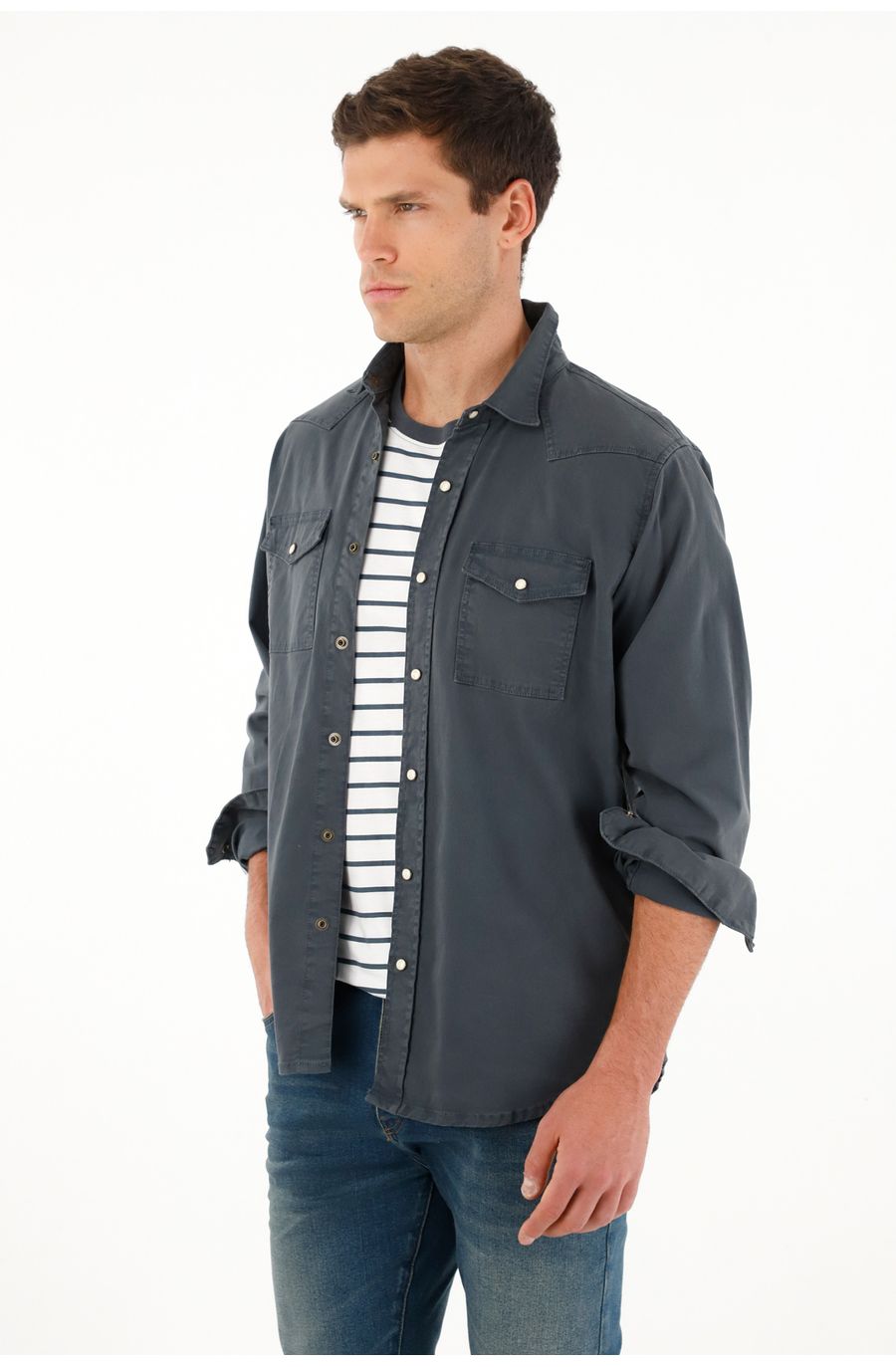 Camiseta crudo de rayas para hombre