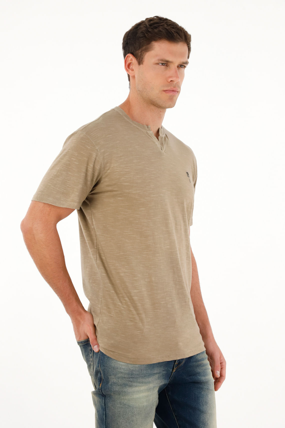 Camiseta gris manga corta para hombre