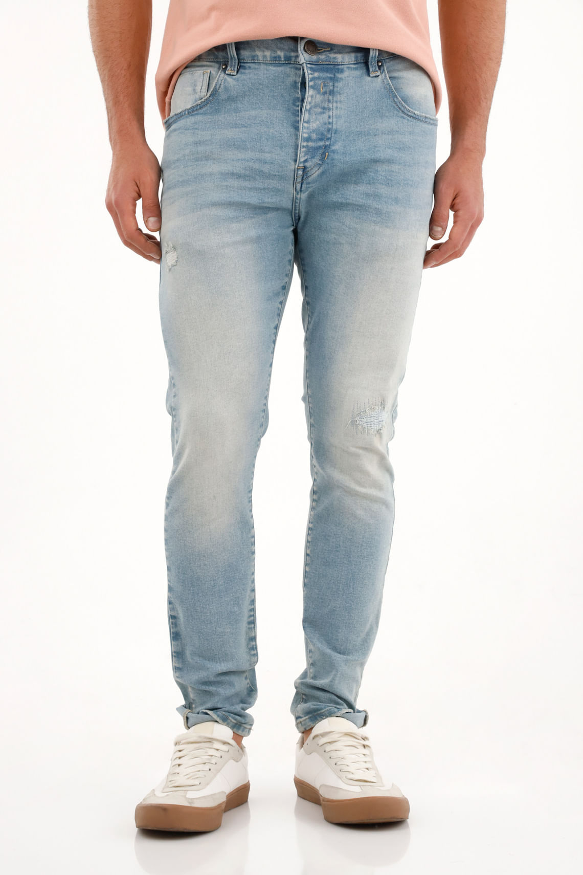 Jean azul Súper Skinny con rotos para hombre