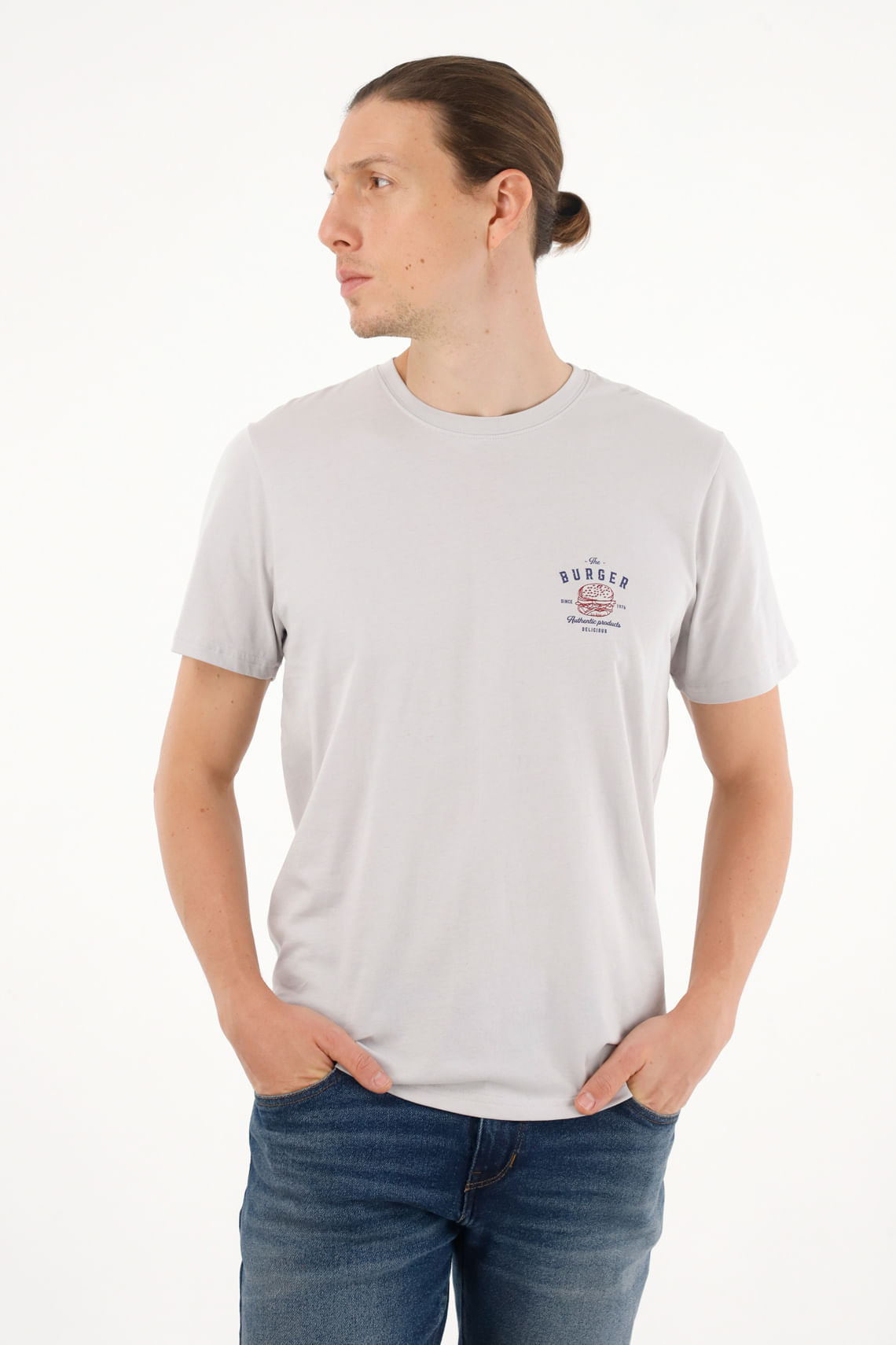 Camiseta gris estampada para hombre