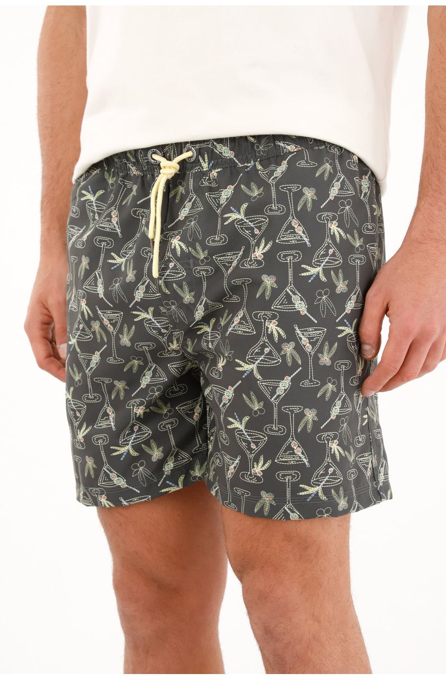 Pantaloneta de baño azul con estampado playero para hombre