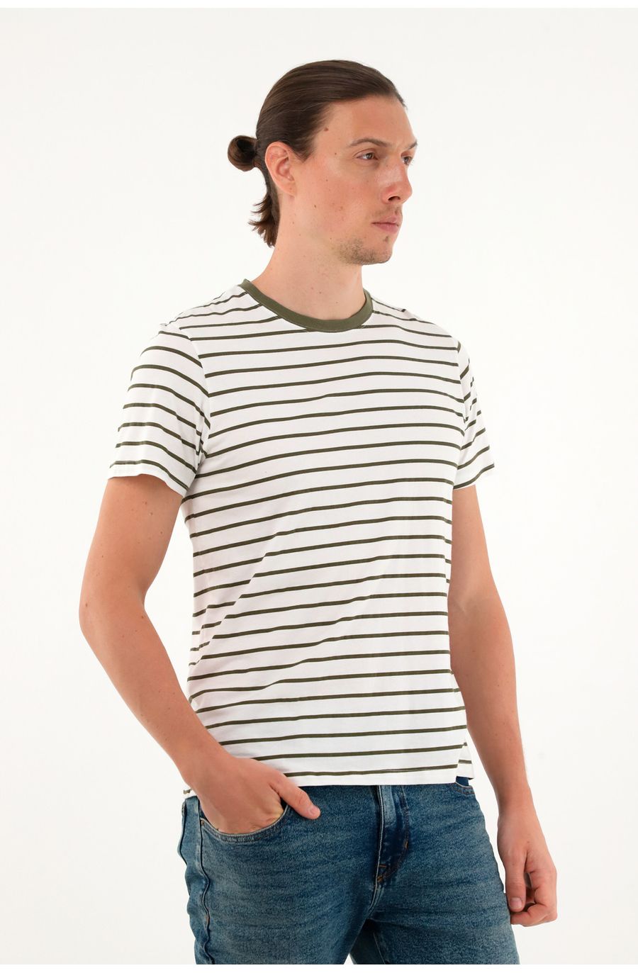 Camiseta crudo a rayas para hombre