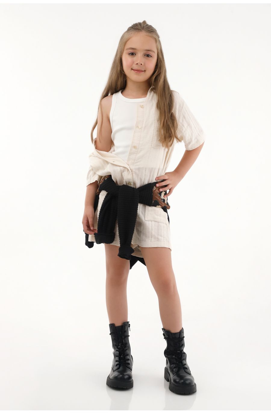 Enterizo de manga corta crudo niña