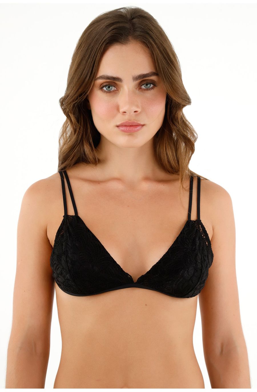 Top negro con encaje para mujer