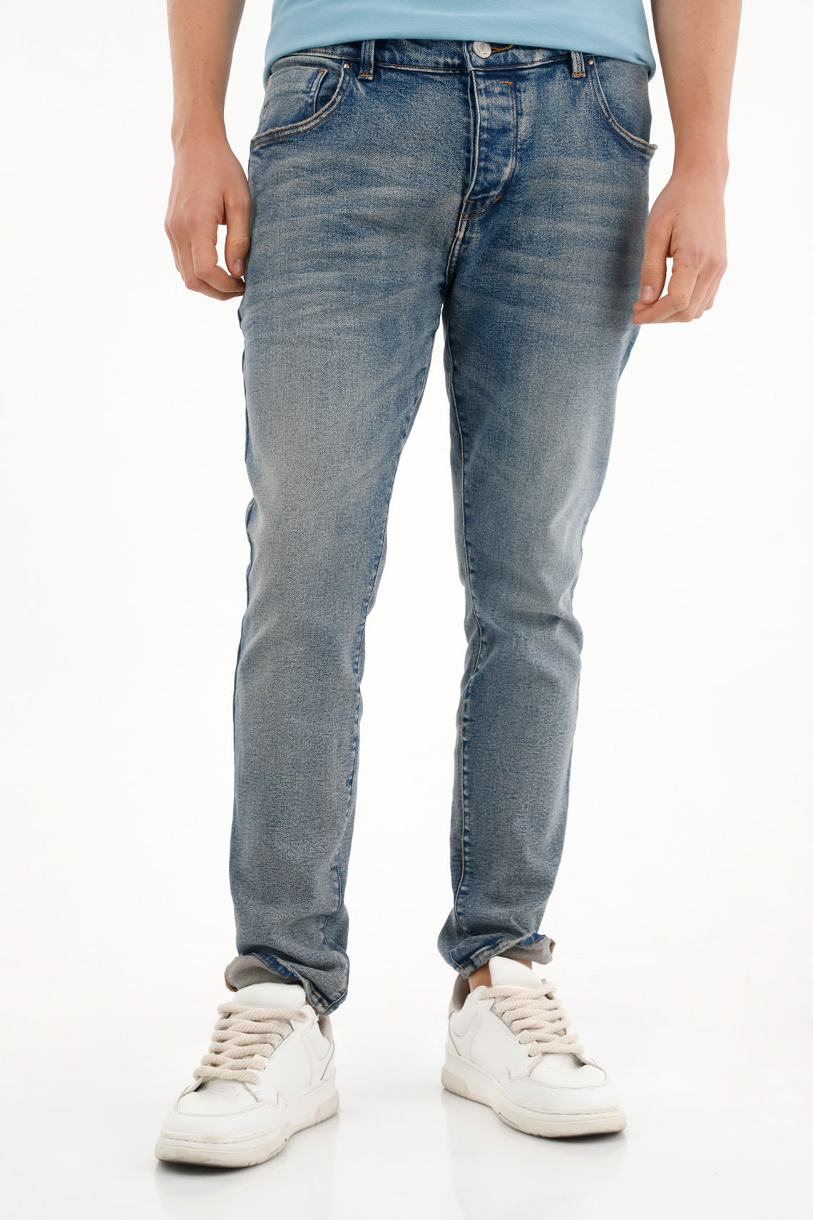 Jean Skinny tiro medio azul para hombre