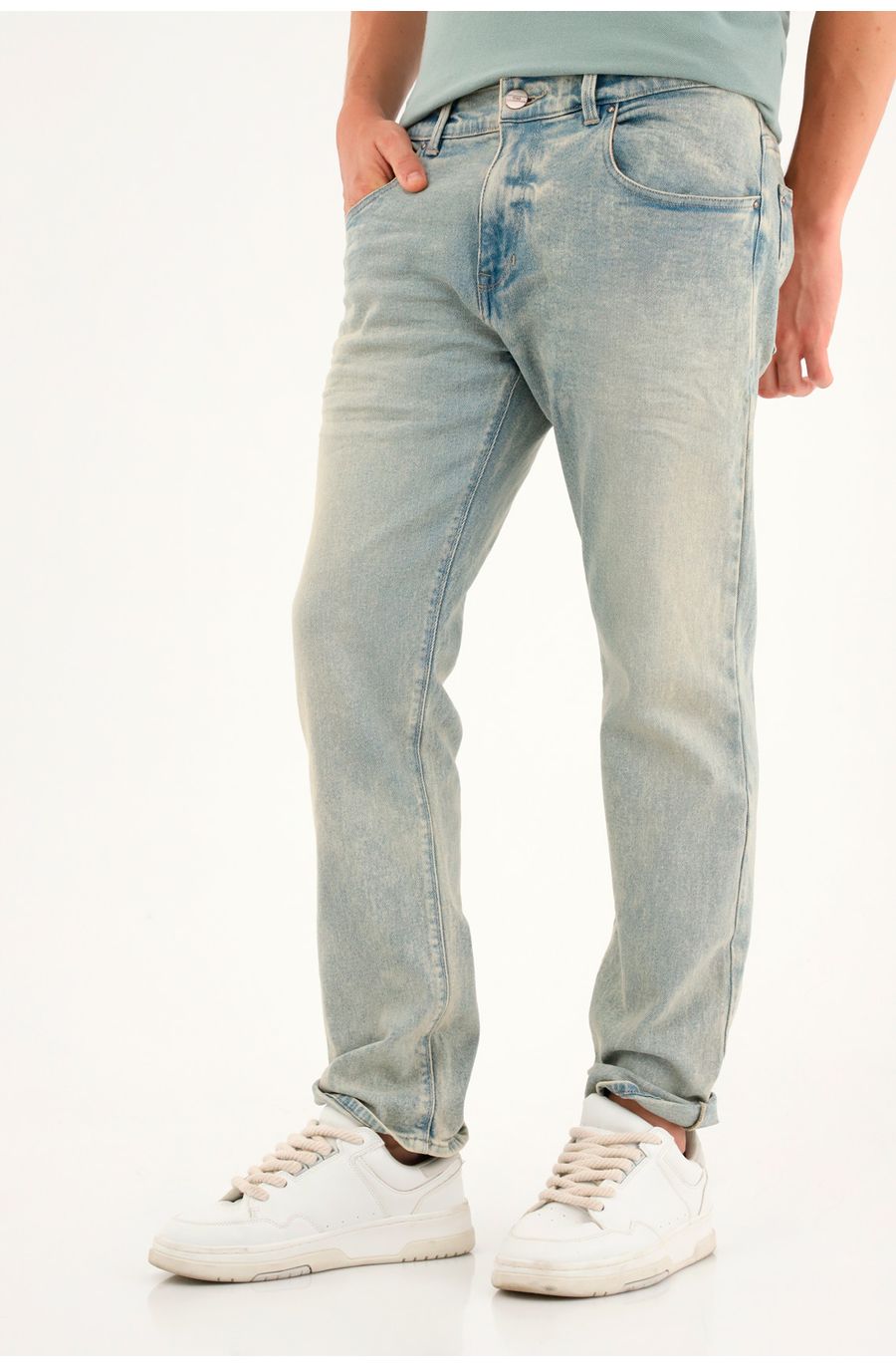 Jean Recto tono azul claro para hombre