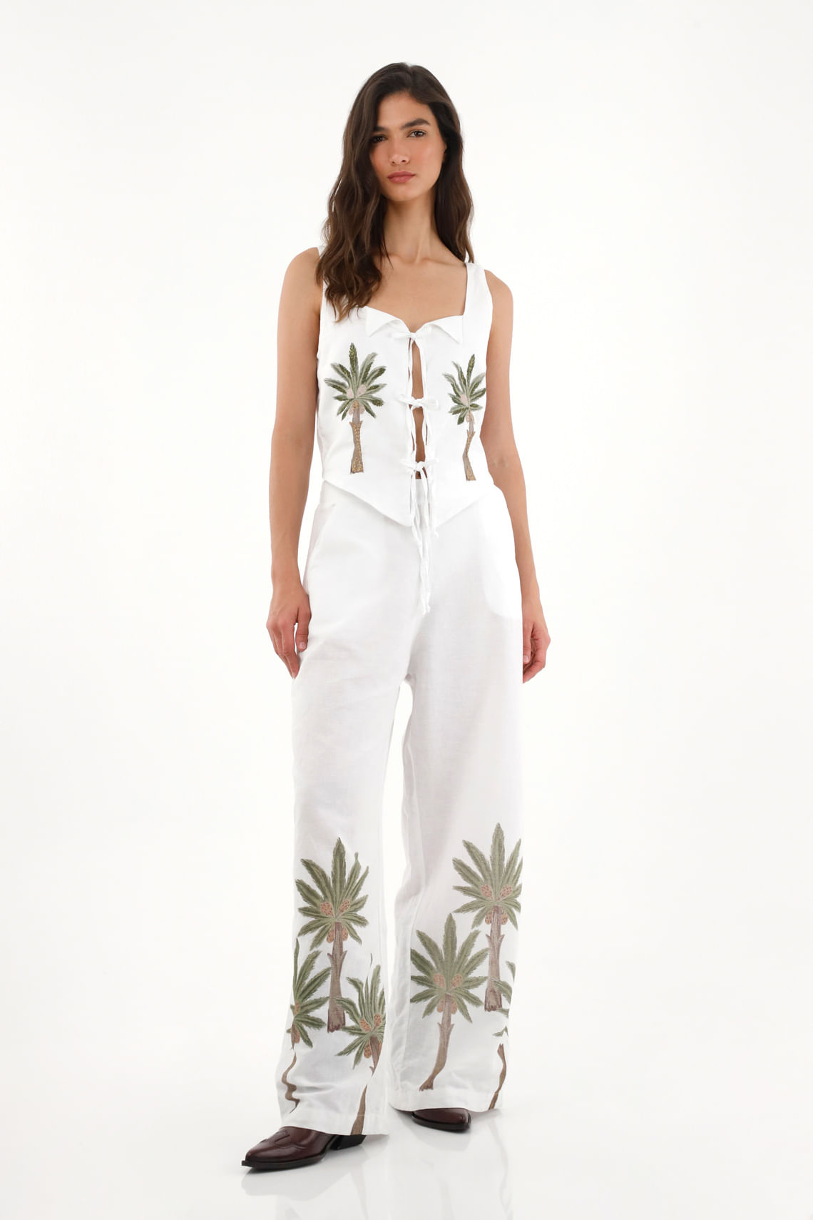 Chaleco con ajuste de sesgos blanco para mujer