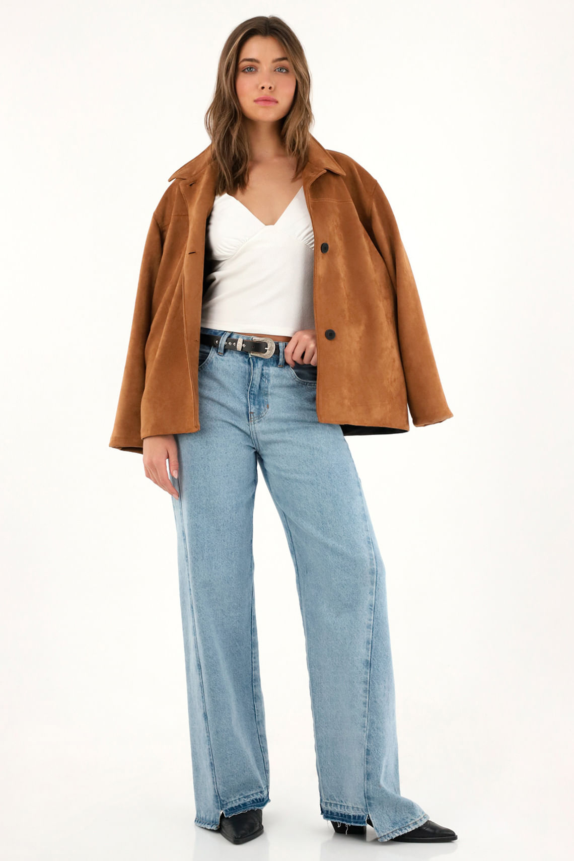 Jean Wide Leg de bota asimétrica para mujer