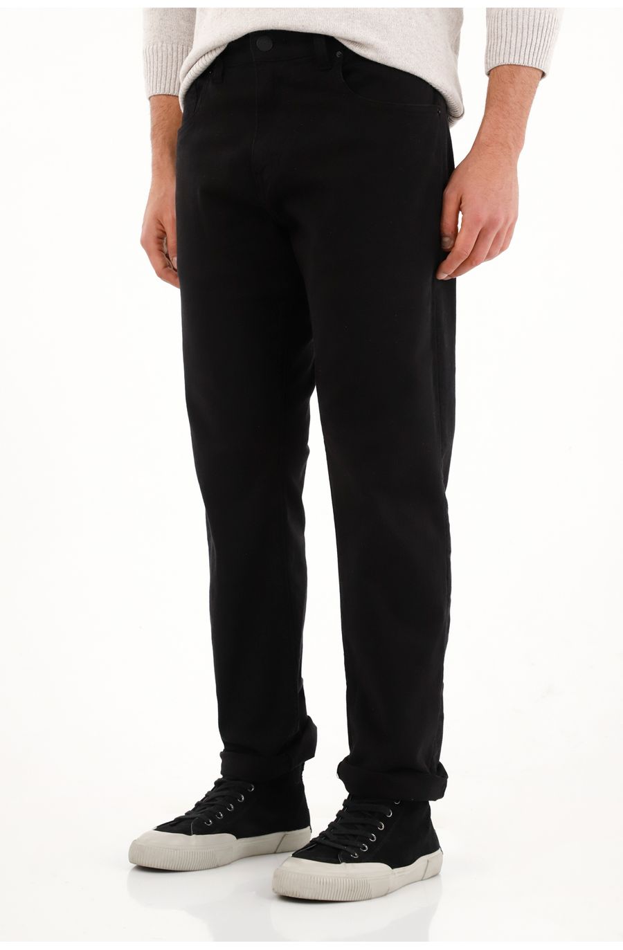 Jean Recto tiro medio negro para hombre