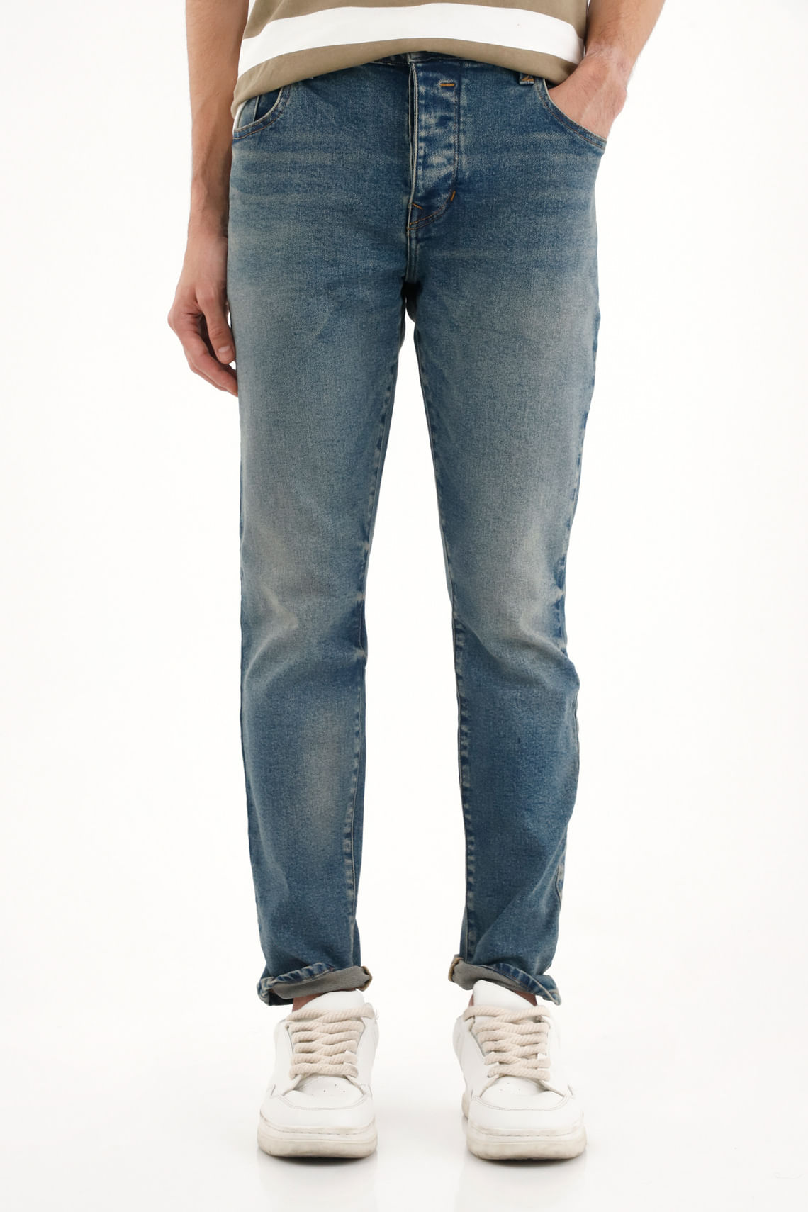 Jean Skinny tiro medio azul para hombre