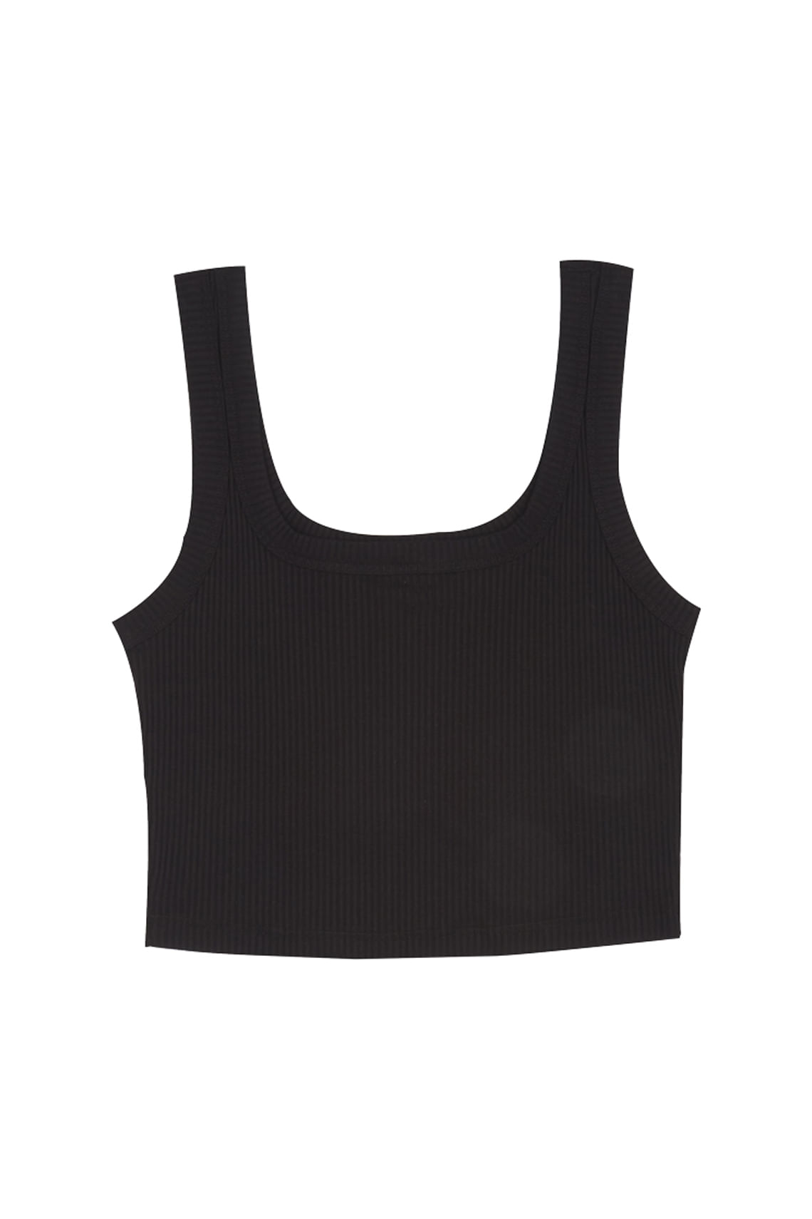Camiseta negra manga sisa con escote cuadrado para mujer