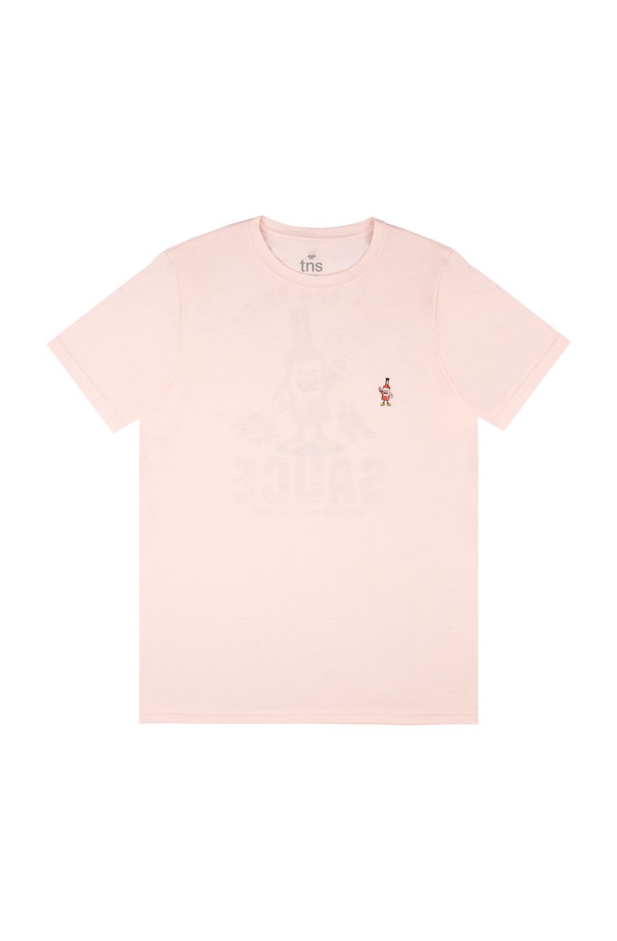 Camiseta rosada con estampado en espalda para hombre