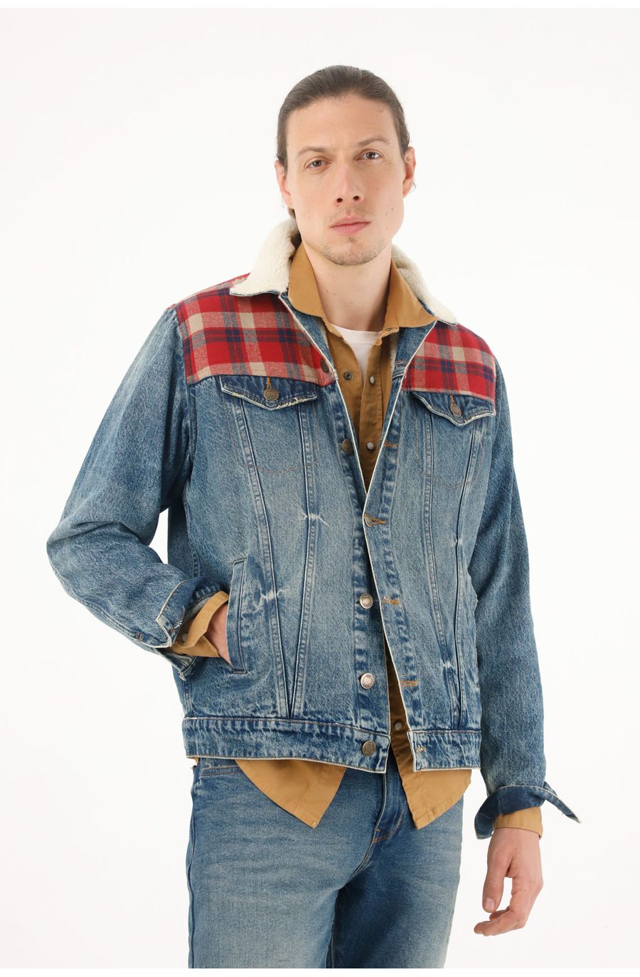 Chaqueta tipo Trucker forrada en ovejo para hombre
