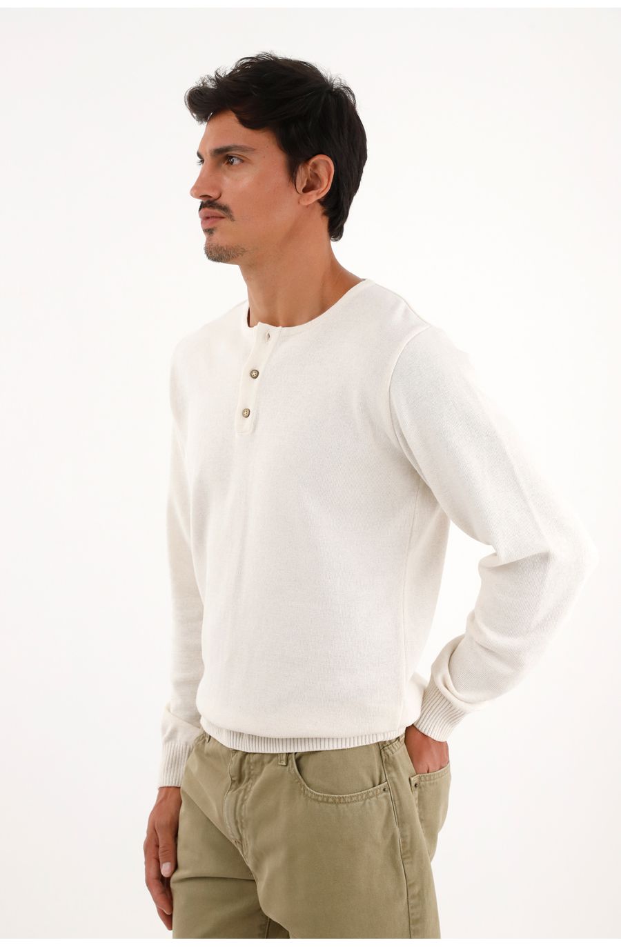 Buzo crudo de tejido liviano para hombre