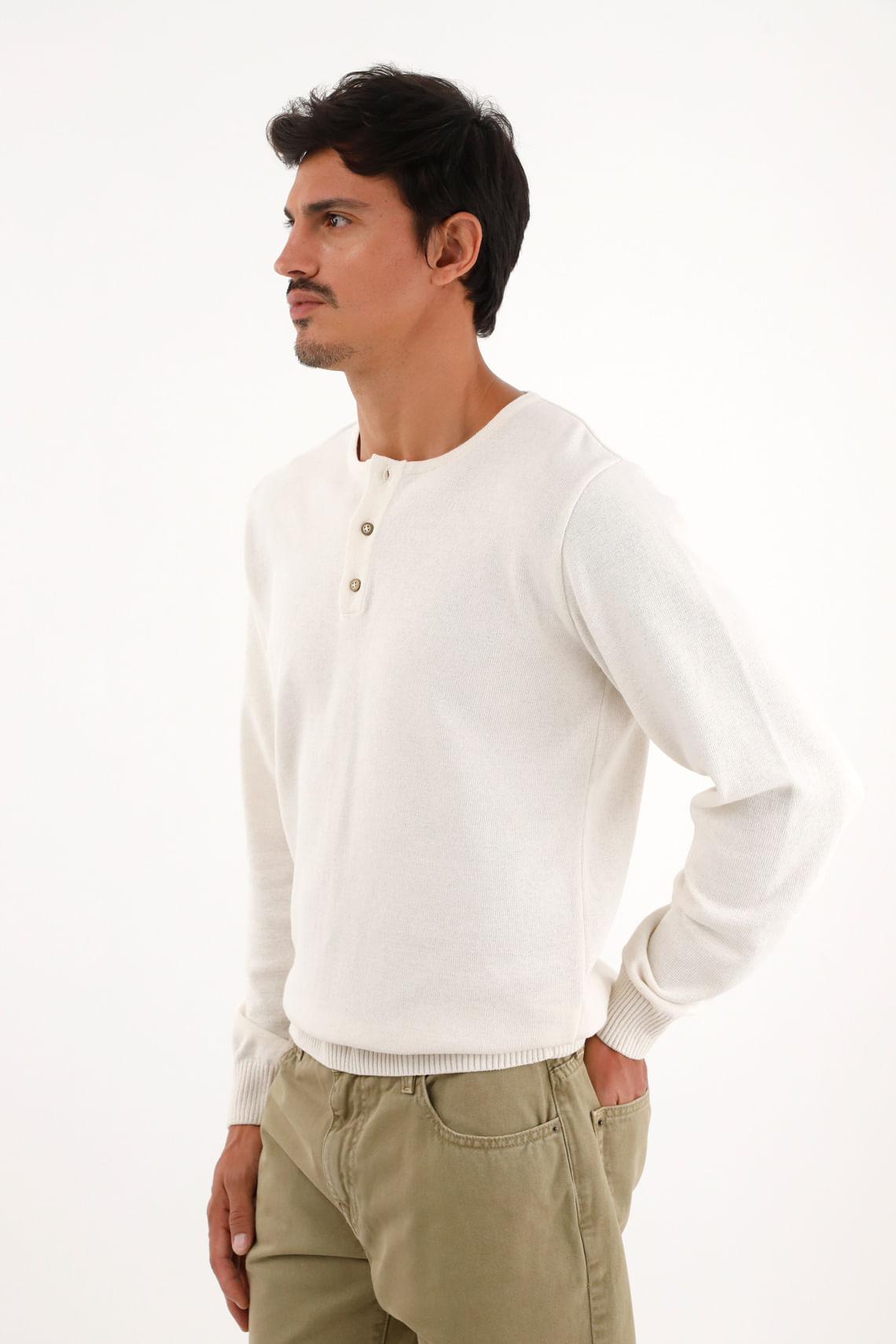 Buzo crudo de tejido liviano para hombre