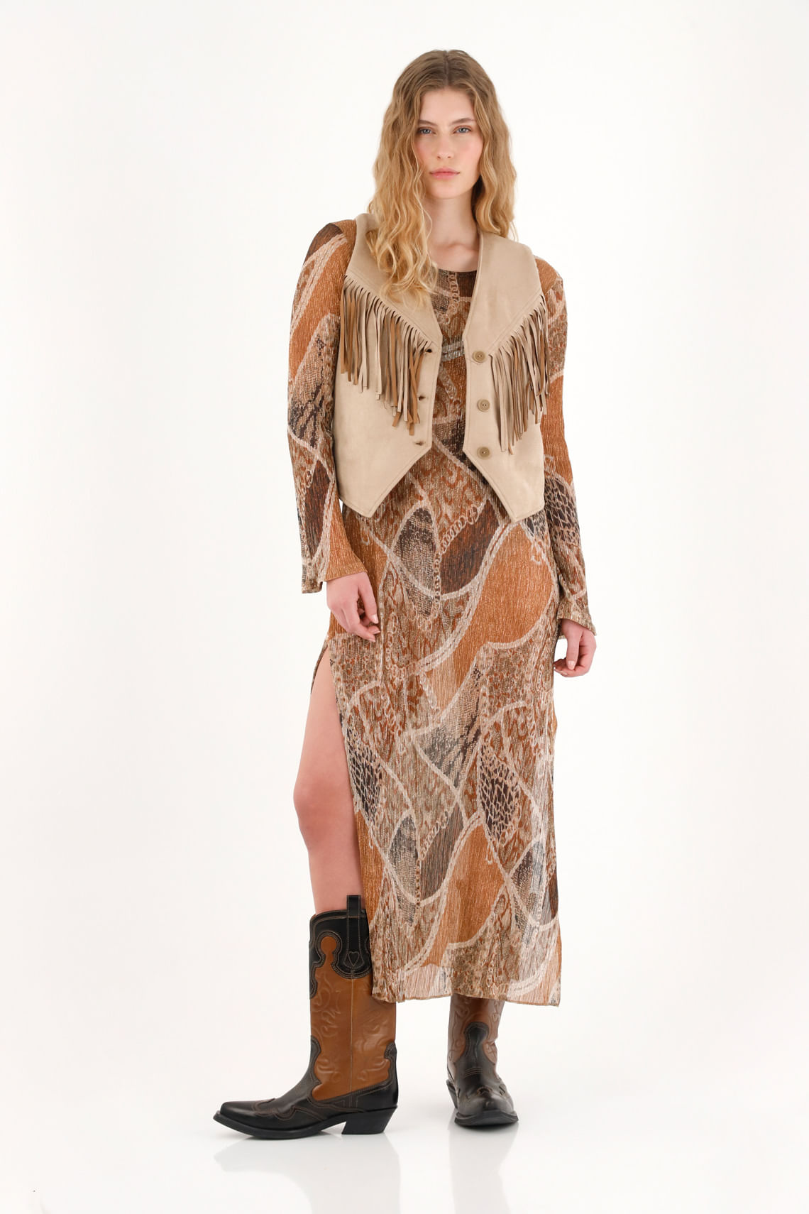 Vestido manga larga tejido para mujer
