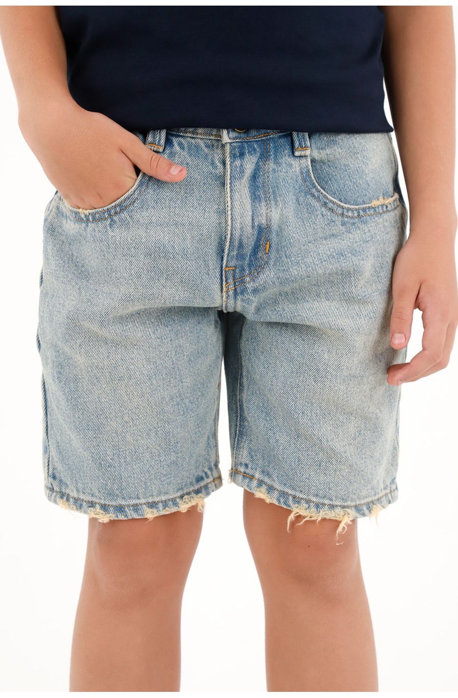 Bermuda Nudy azul tiro medio para niño