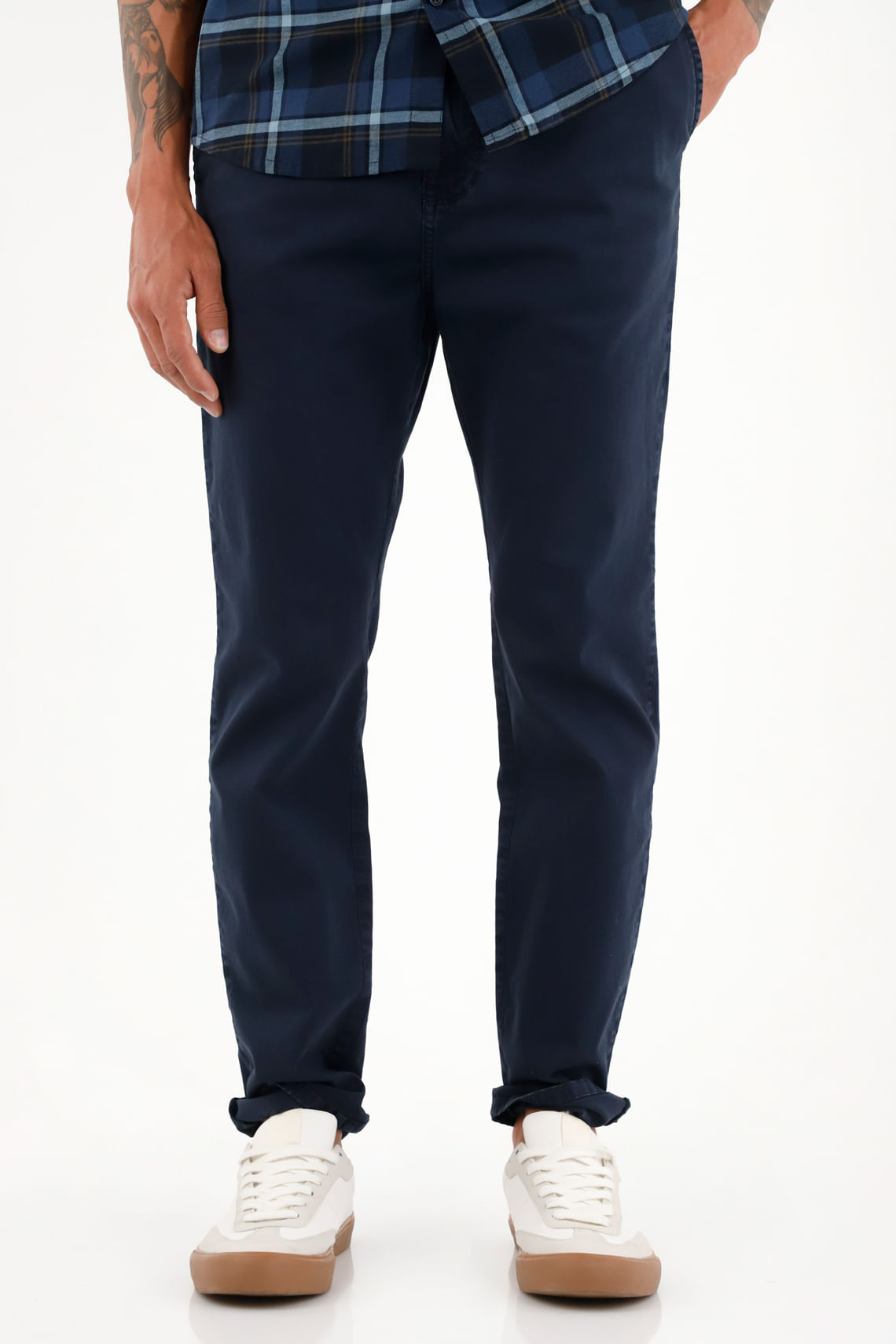 Pantalón tipo chino azul para hombre