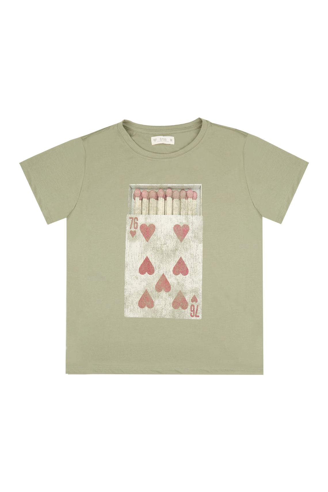 Camiseta verde con estampado de corazones para mujer