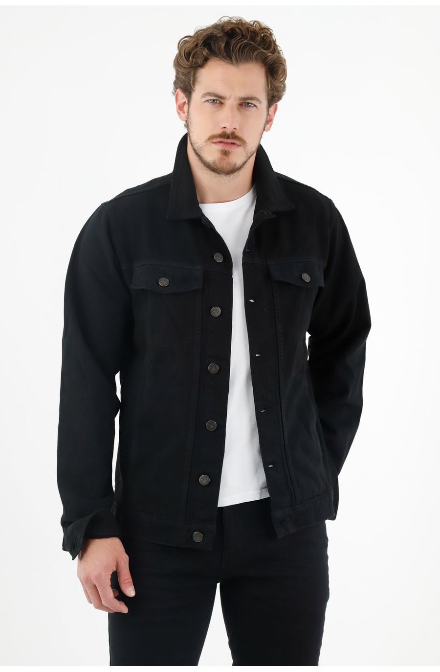 Chaqueta de jean negra para hombre